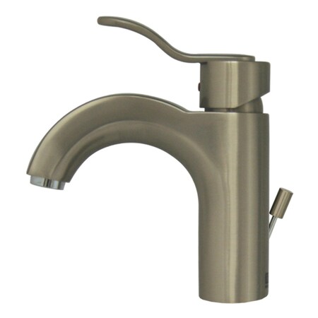 Whitehaus Wavehaus Sgl Hole/Sgl Lever Lavatory Faucet W/ Pop-Up Waste, Nckl 3-04040-BN